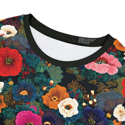 Women's Floral All-Over Print Tee — Vibrant Garden Flowers Pattern