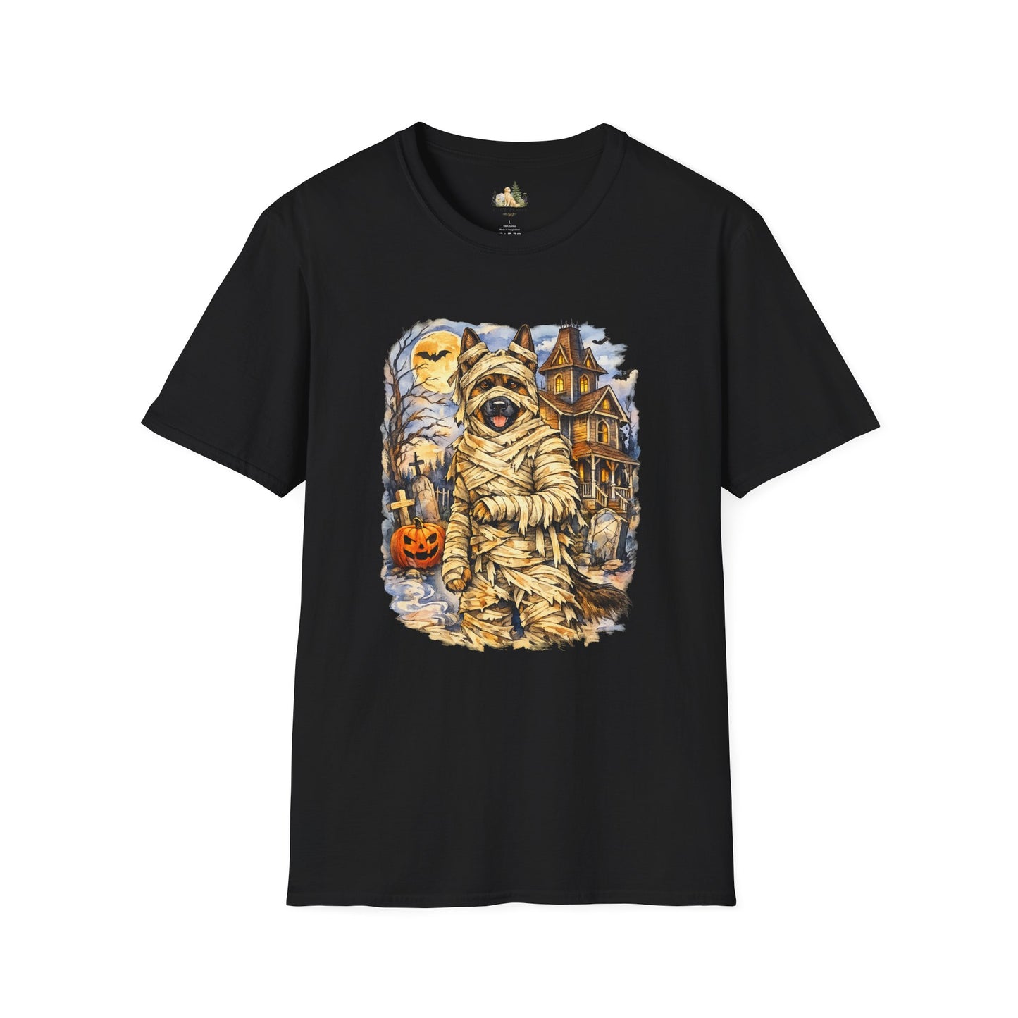 Unisex Mummy German Shepherd Halloween T-Shirt - What Tails Lurk Behind The Pines Collection