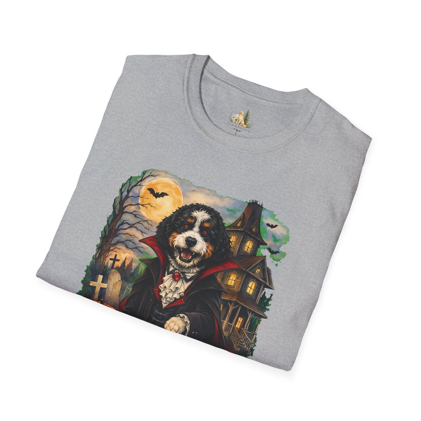 Unisex Halloween Bernese Mountain Dog Costume Tee – What Tails Lurks Behind The Pines Collection