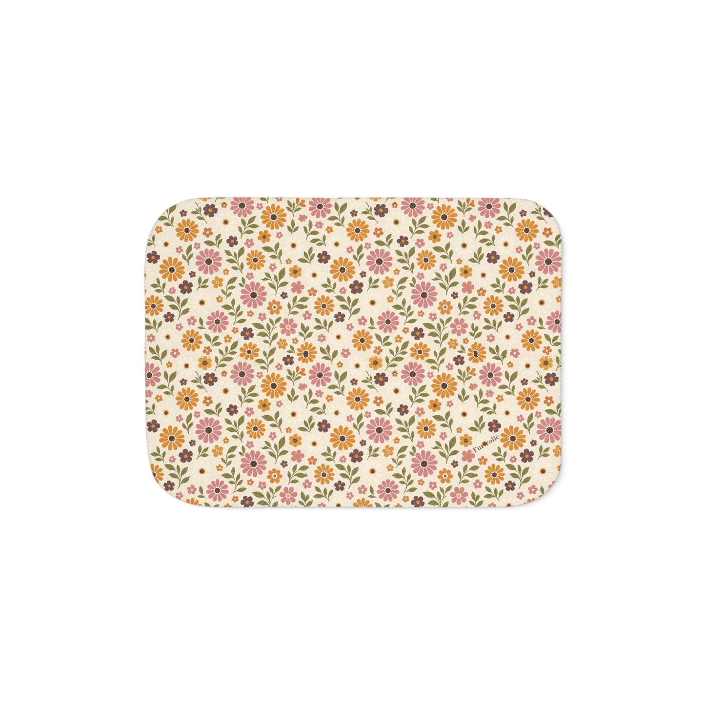 Sherpa Dog Blanket — Vintage Floral Reversible Plush Throw for Pets