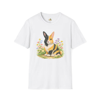 Harlequin Rabbit Floral T-Shirt (Light Weight, Ultra Soft)