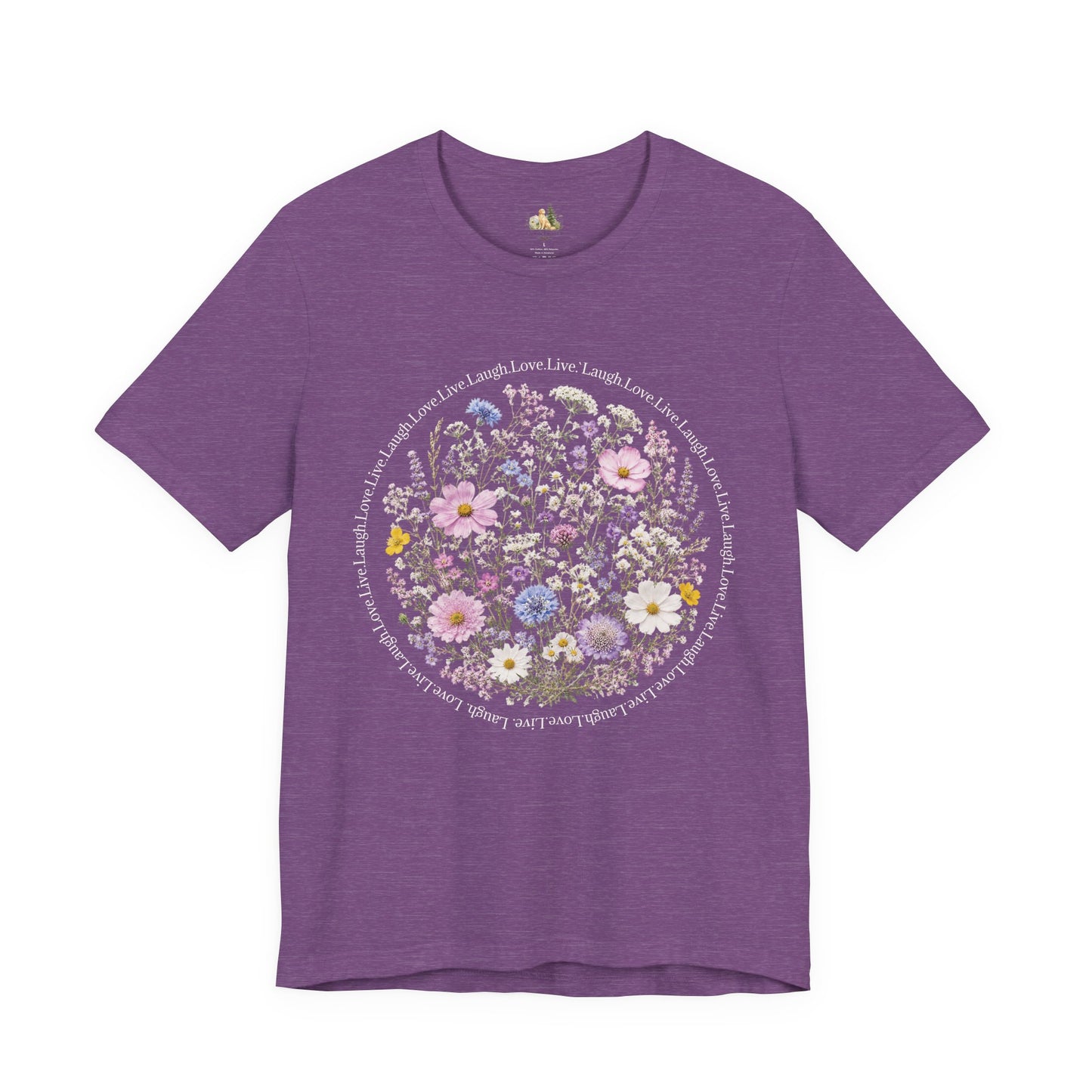 Wildflower Circle T-Shirt — Floral 'Love' Typography Tee