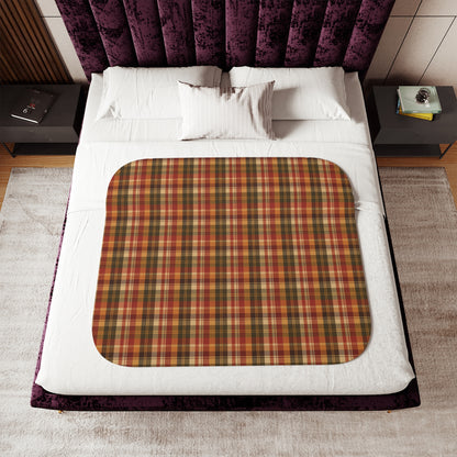 Autumn Plaid Sherpa Blanket — Cozy Fall Throw for Living Room & Cabin