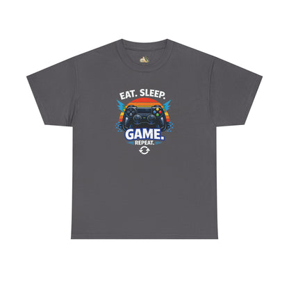 Gaming Controller Graphic Tee — "GAME" Retro Sunset Video Game T-Shirt (Heavy Weight Tee)