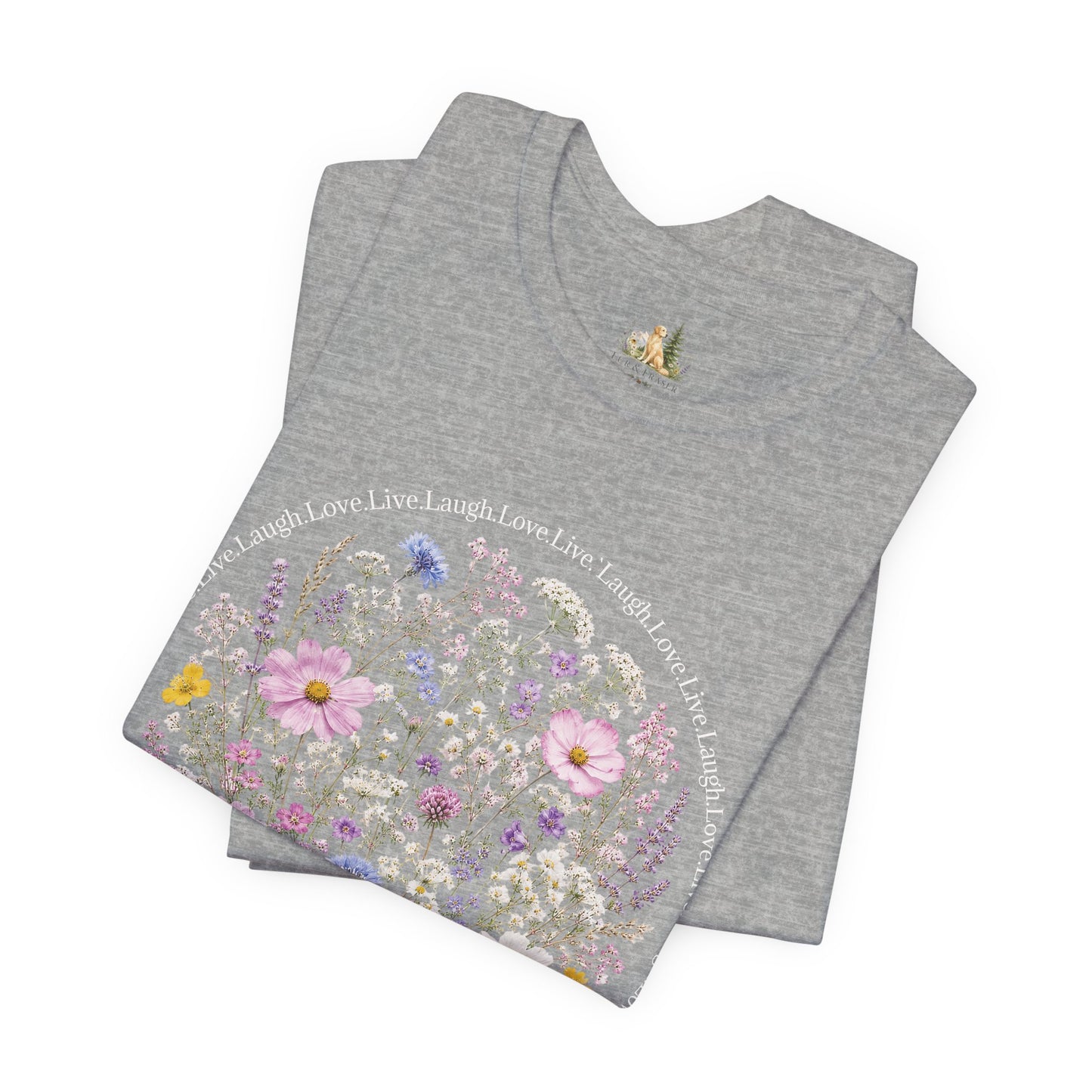 Wildflower Circle T-Shirt — Floral 'Love' Typography Tee