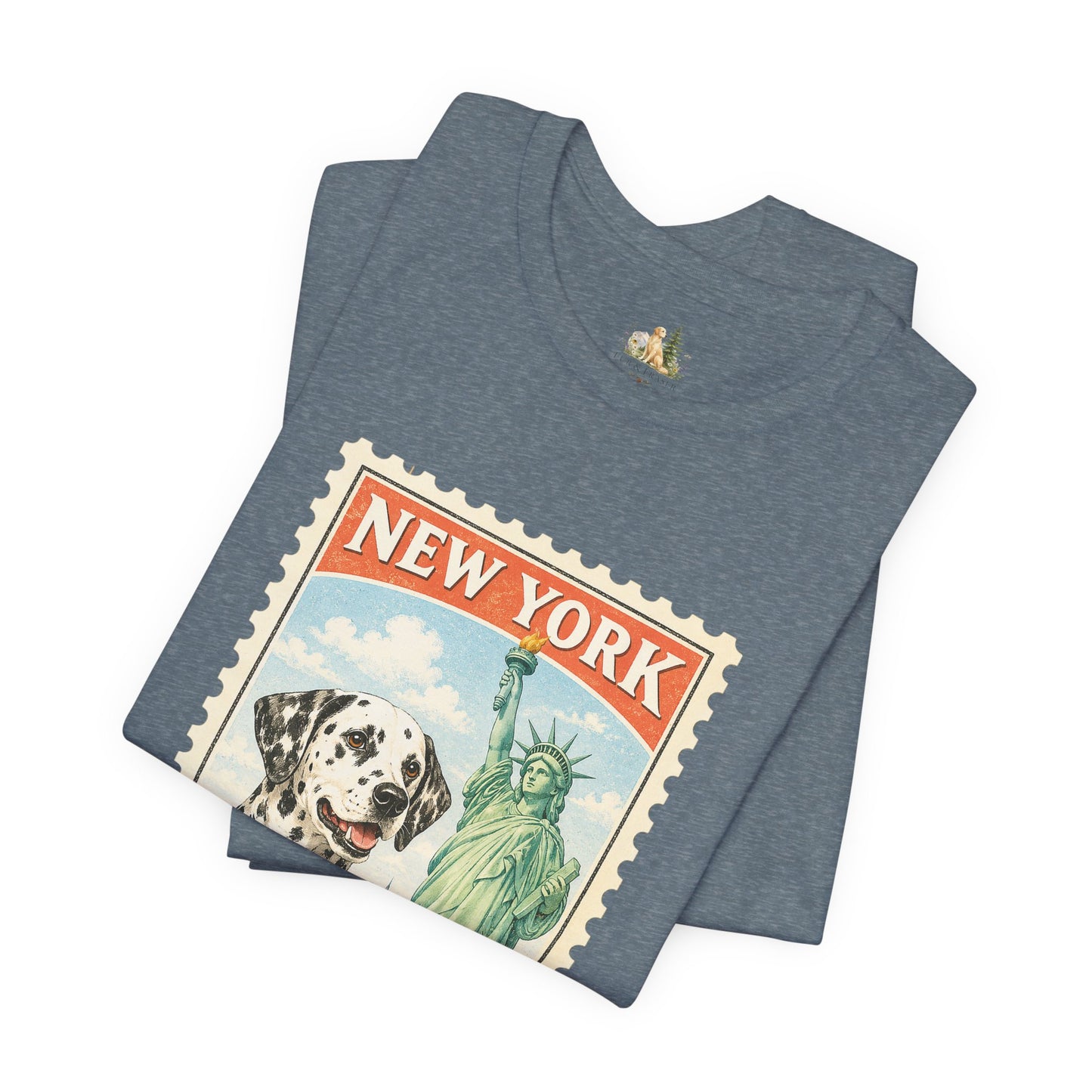 New York Dalmatian T-Shirt | Statue of Liberty Vintage Postage