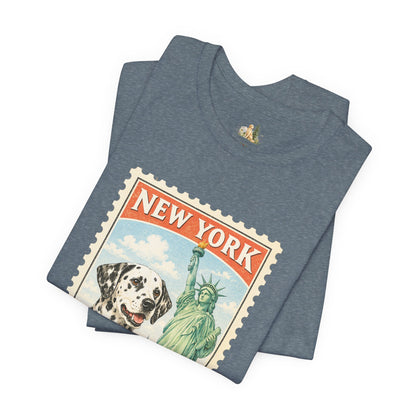 New York Dalmatian T-Shirt | Statue of Liberty Vintage Postage