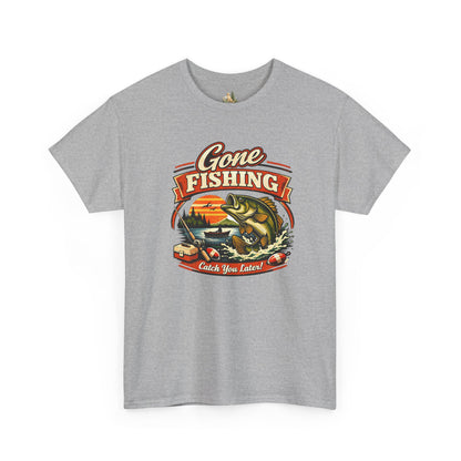 Gone Fishing Graphic Tee — "Gone Fishing, Catch You Later" Fishing T-Shirt (Heavy Weight Tee)