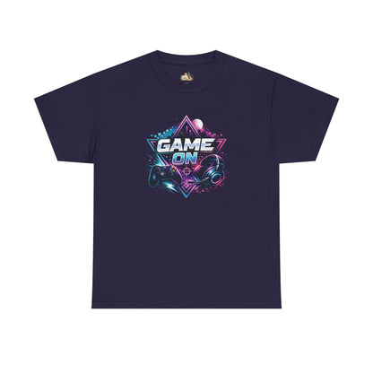 Game On T-Shirt — Retro Neon Gamer Tee with Controller Graphic (Heavy Weight Tee)