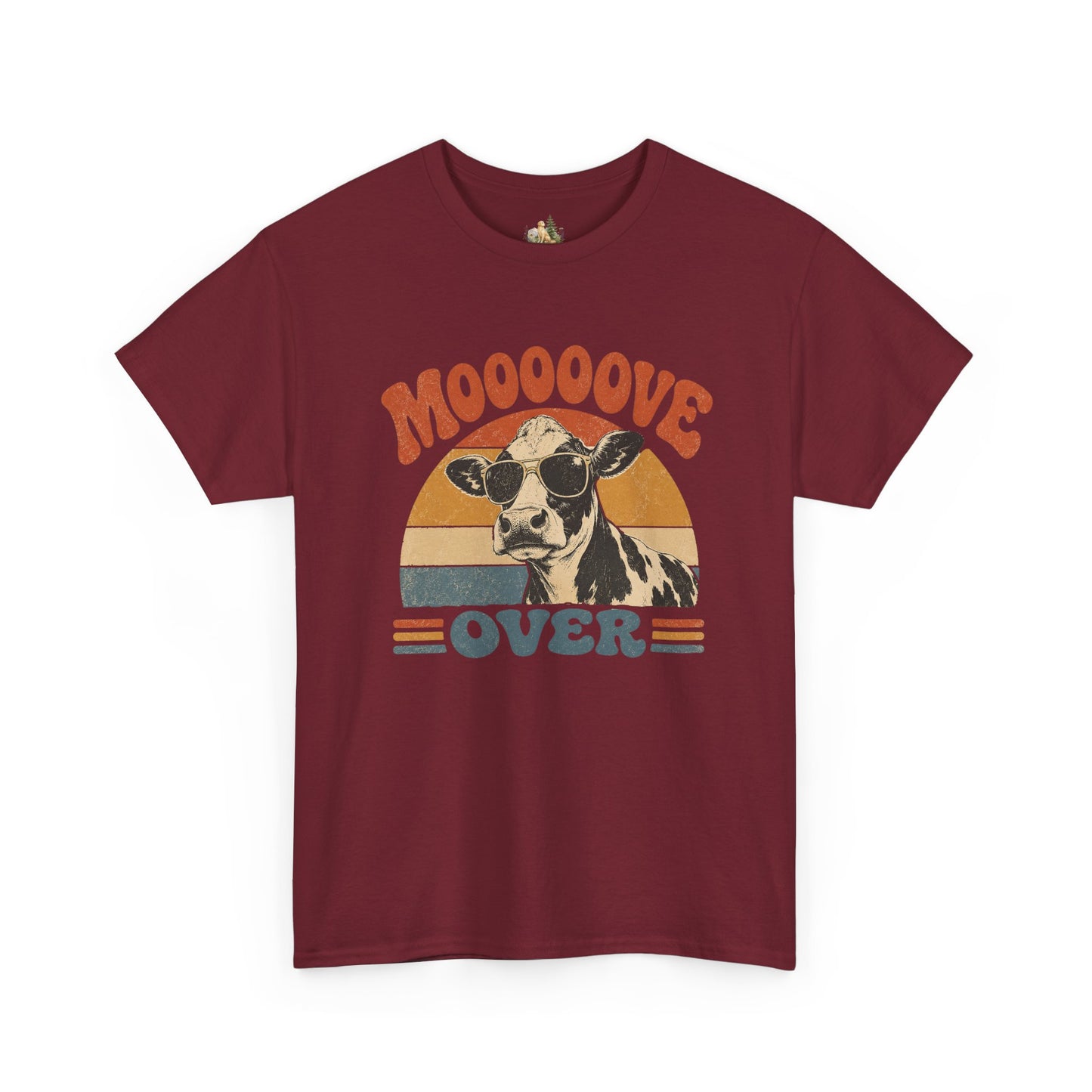 Mooove Over Cow Tee – Retro Vintage Farm Animal Graphic T-Shirt (Heavy Weight Tee)