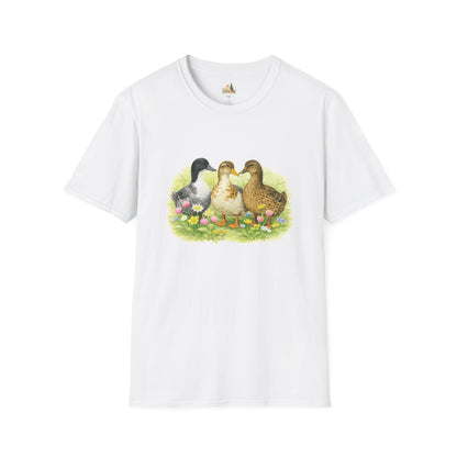 Unisex Spring Duck Family T-Shirt — Cute Ducklings Floral Vintage Tee (Light Weight, Ultra Soft Tee