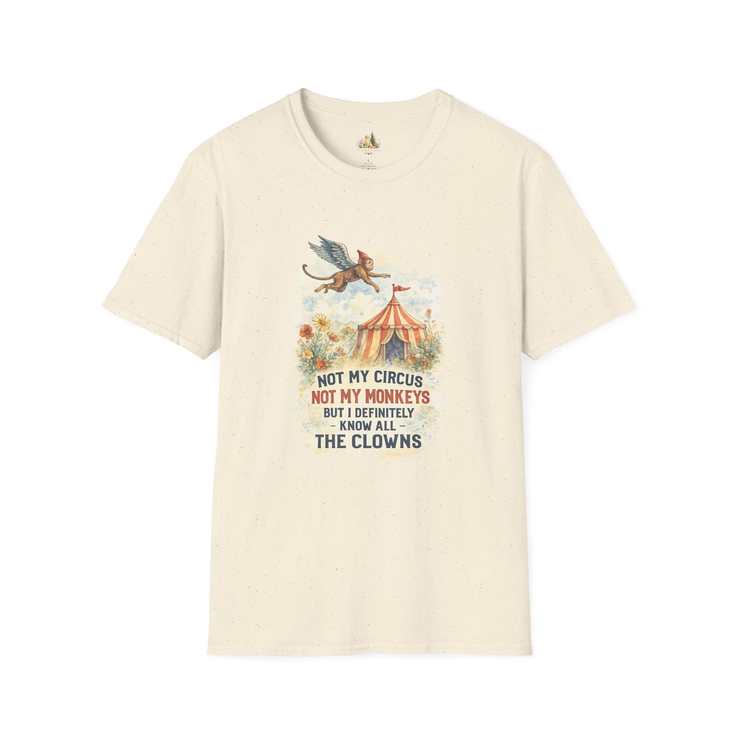 T-Shirt — Vintage Circus Monkey 'Not My Circus, Not My Monkeys' Graphic Tee (Light Weight, Ultra Soft Tee)