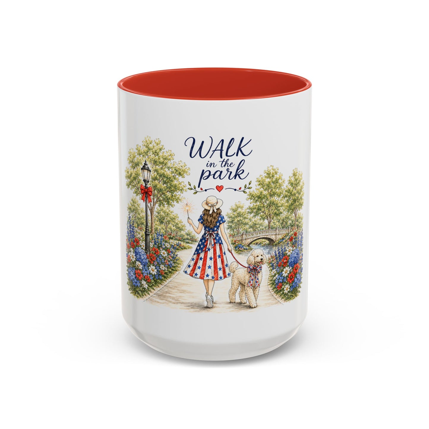 Walk in the Park girl with dog Mug | Accent coffee mug 11oz 15oz