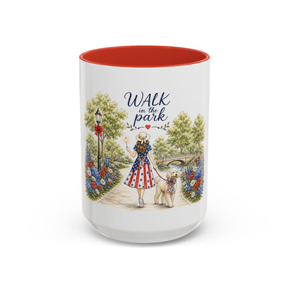 Walk in the Park girl with dog Mug | Accent coffee mug 11oz 15oz