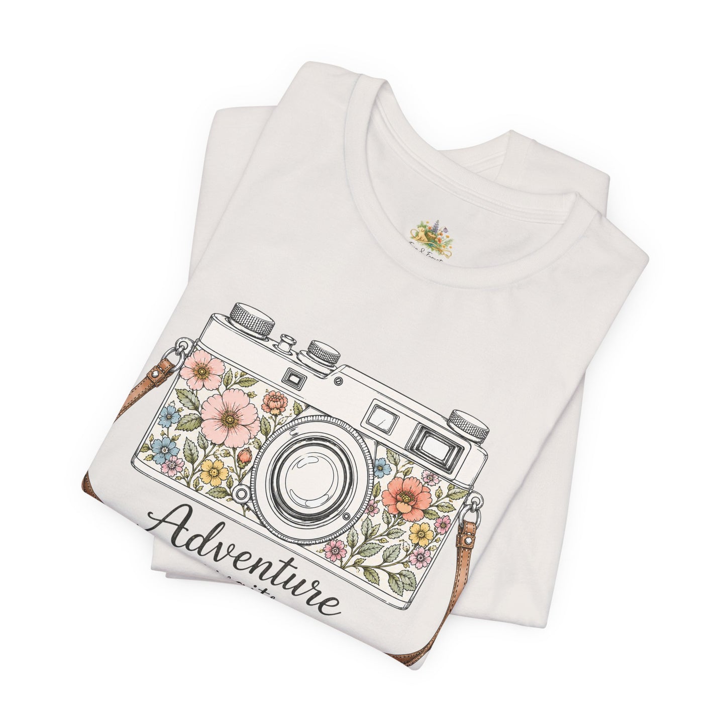 Floral Vintage Camera Adventure Awaits T-Shirt | Photography Travel Tee
