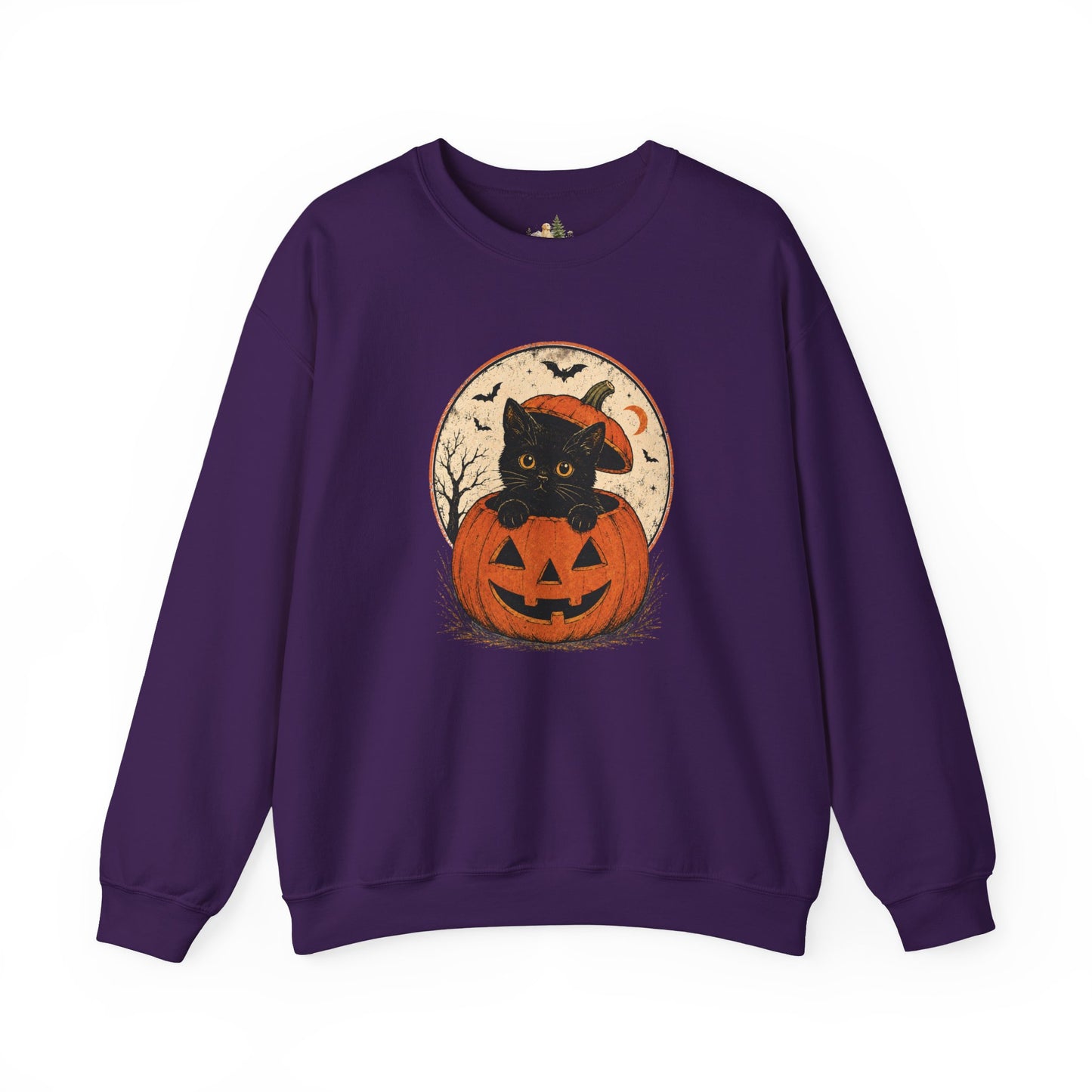 Halloween Black Cat Pumpkin Sweatshirt
