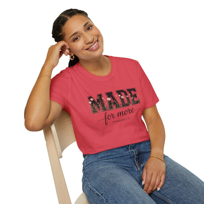 Made For More T-Shirt – Floral Script Christian Faith Tee (Ephesians 2:10) Light Weight, Ultra Soft Tee
