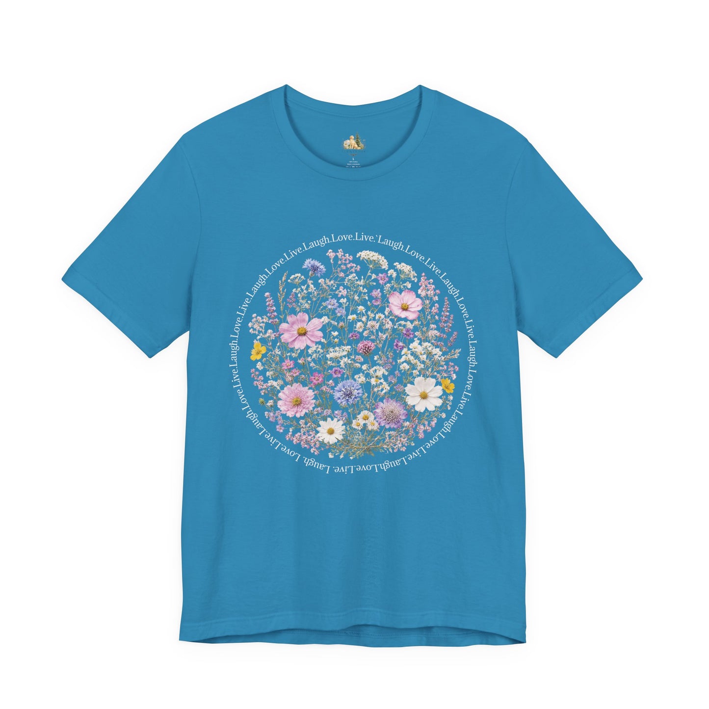 Wildflower Circle T-Shirt — Floral 'Love' Typography Tee
