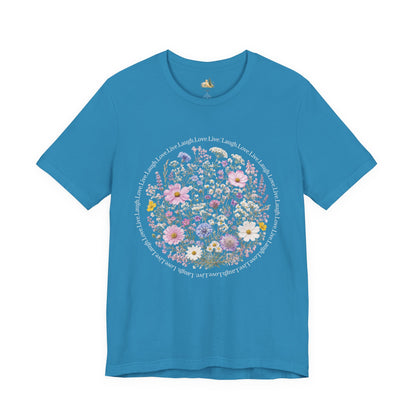 Wildflower Circle T-Shirt — Floral 'Love' Typography Tee
