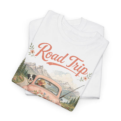 Road Trip Vintage Car T-Shirt — Retro Floral Scenic Drive Tee ( Heavy Weight Tee)