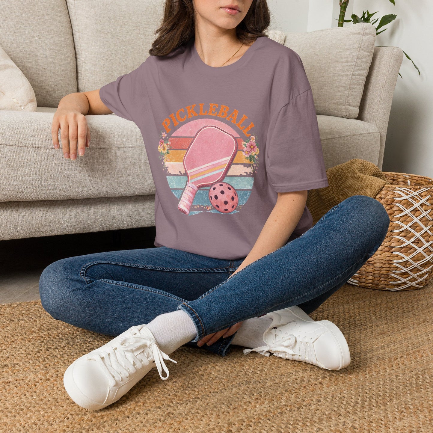 Pickleball Retro Paddle T‑Shirt — Vintage Floral Pickleball Tee Light Weight, Ultra Soft Tee