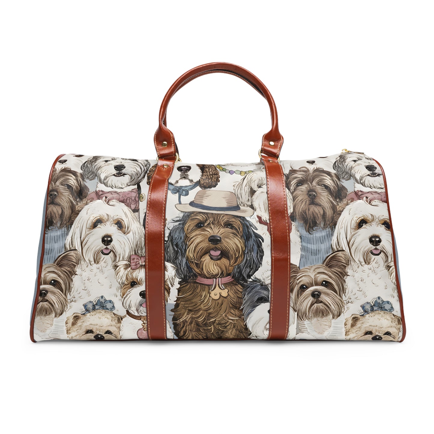 Dog Pattern Travel Bag — Waterproof Weekender Duffel