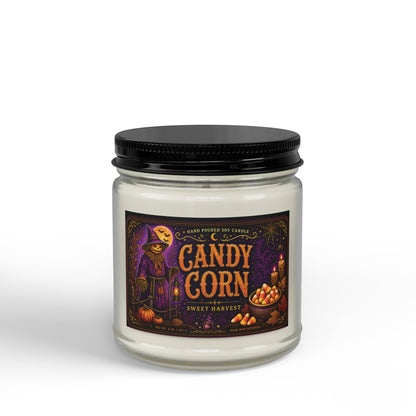 Candy Corn Soy Candle Jar — Autumn Halloween Scented Candle (4oz & 9oz)