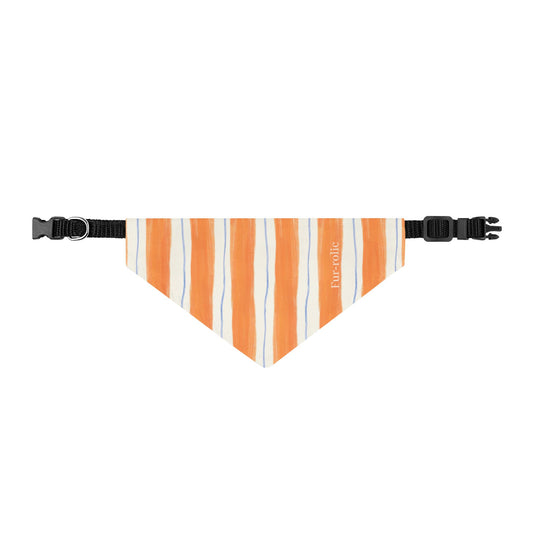 Striped Clip-On Pet Bandana — Orange & White Casual Collar Accessory Made in USA