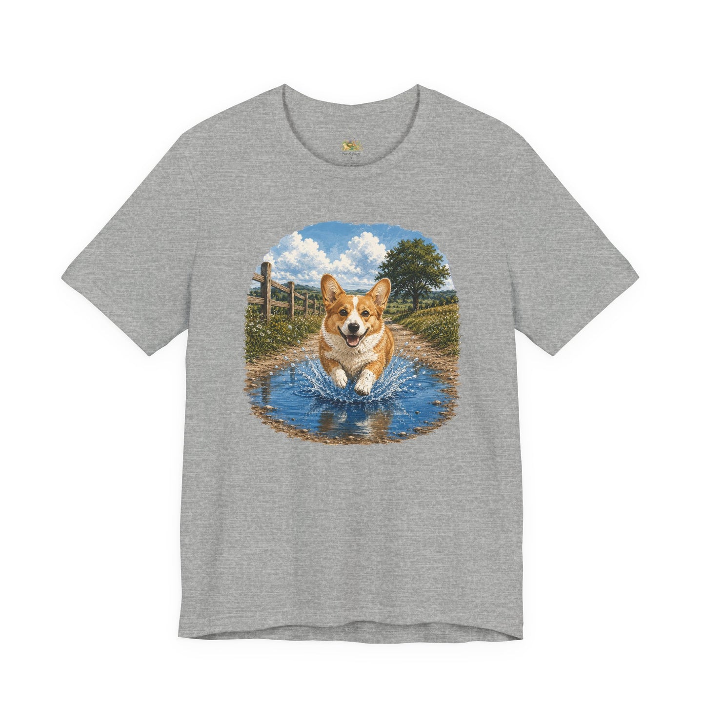 Corgi Splash T-Shirt — Playful Dog Graphic Tee
