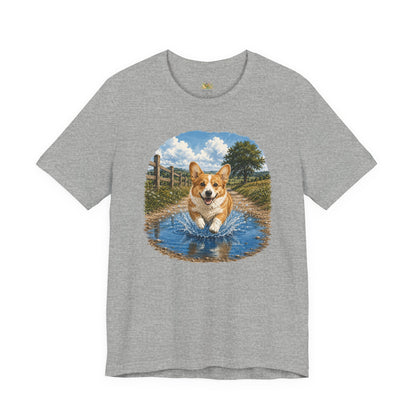 Corgi Splash T-Shirt — Playful Dog Graphic Tee