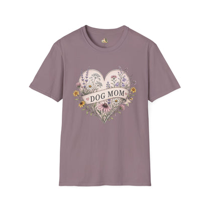 Dog Mom Floral Heart T-Shirt (Light Weight, Ultra Soft)