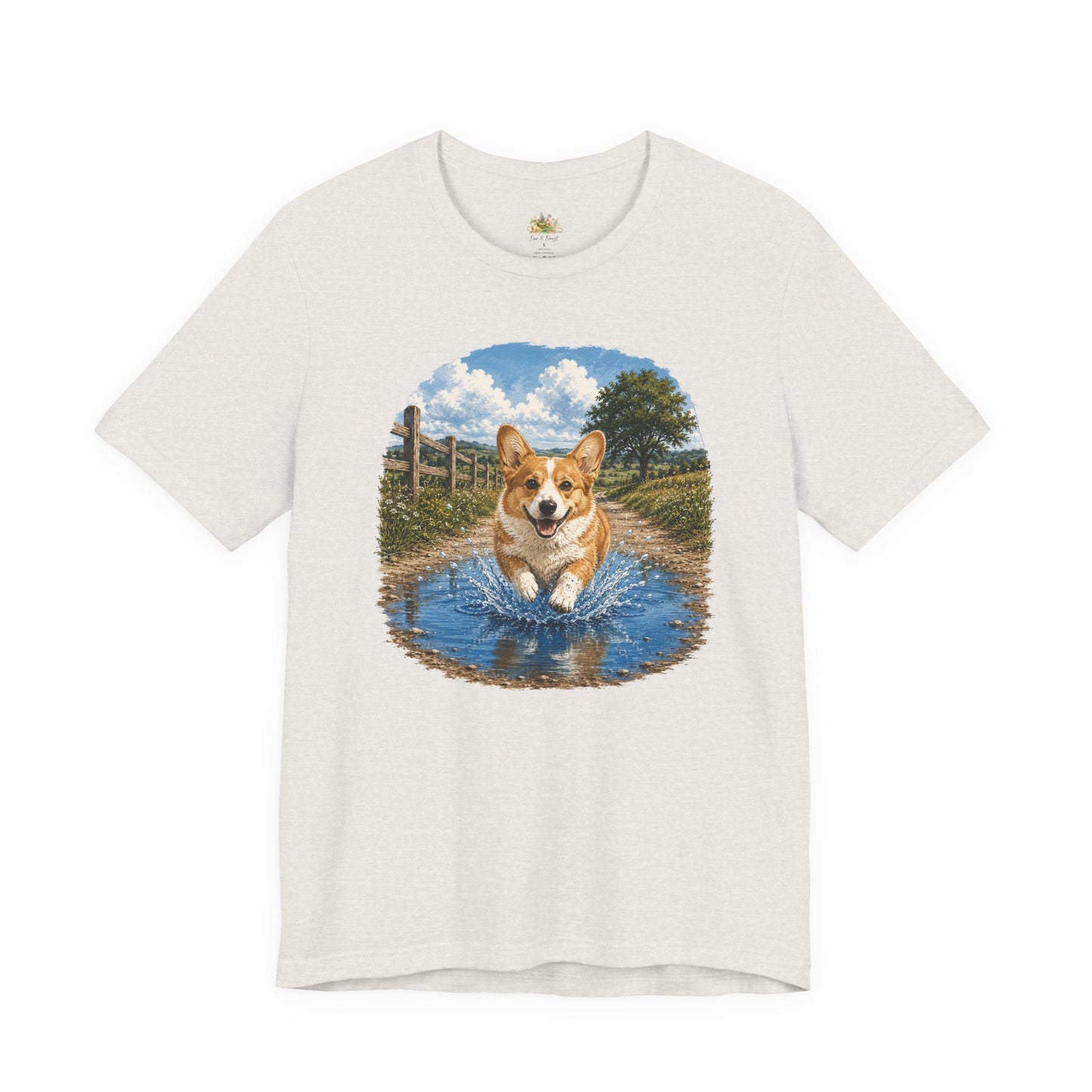 Corgi Splash T-Shirt — Playful Dog Graphic Tee