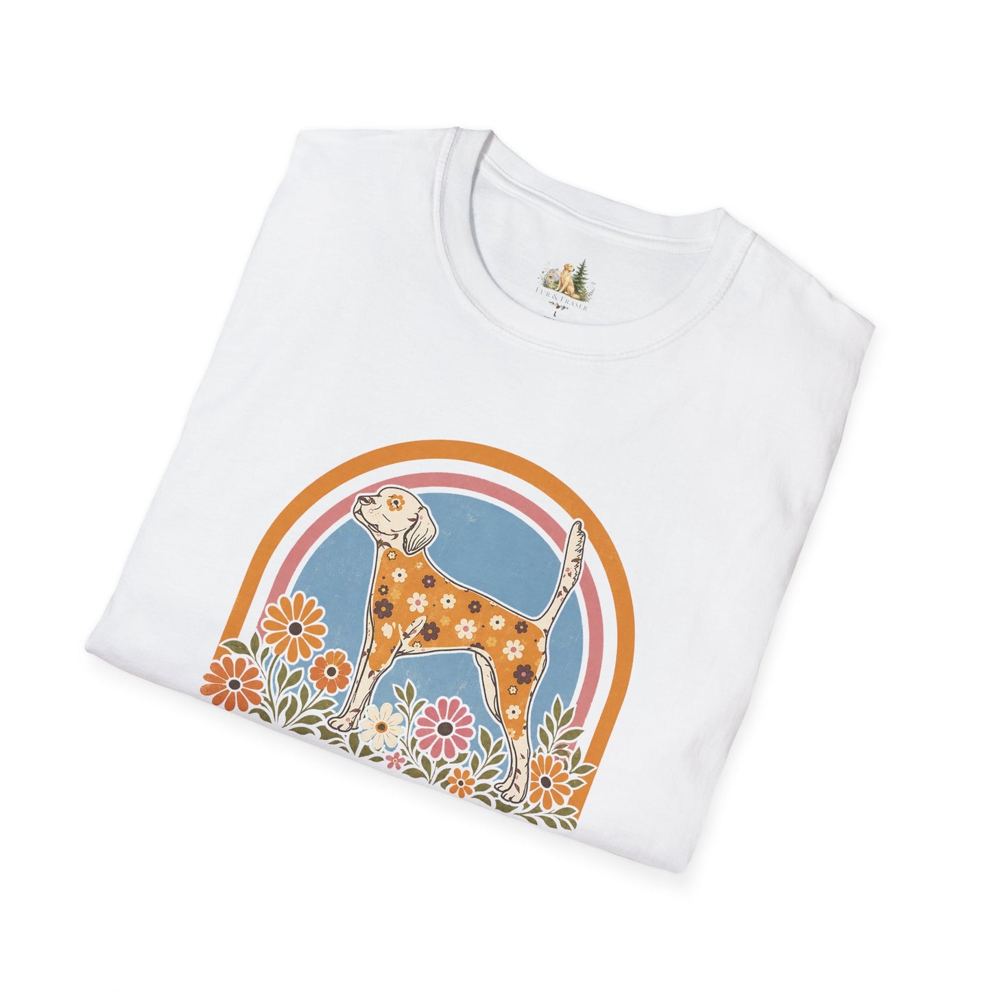 Dog Floral T-Shirt — 'Fur-Rolic' Retro Rainbow Canine Tee