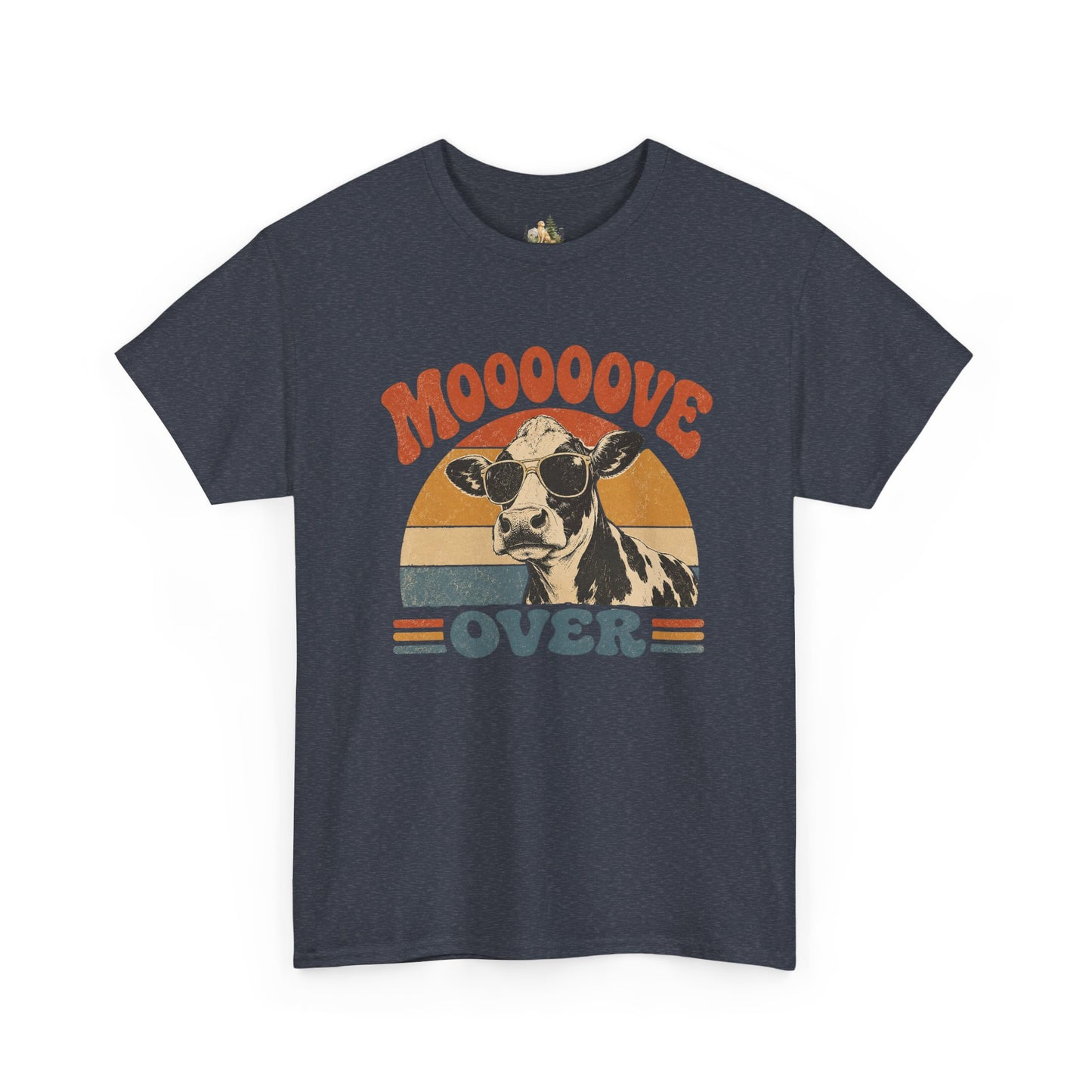 Mooove Over Cow Tee – Retro Vintage Farm Animal Graphic T-Shirt (Heavy Weight Tee)