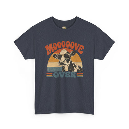 Mooove Over Cow Tee – Retro Vintage Farm Animal Graphic T-Shirt (Heavy Weight Tee)