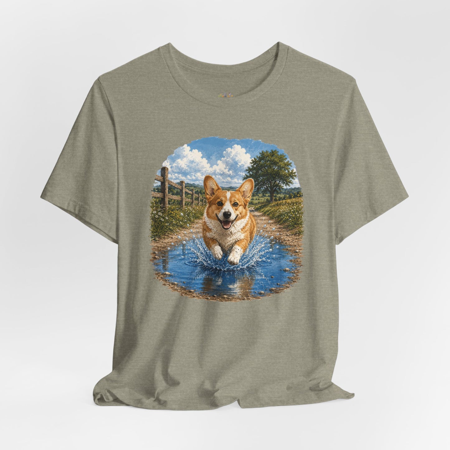 Corgi Splash T-Shirt — Playful Dog Graphic Tee