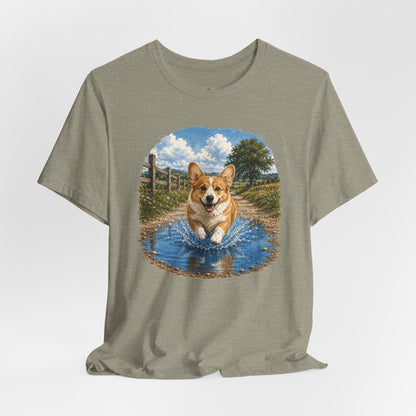 Corgi Splash T-Shirt — Playful Dog Graphic Tee