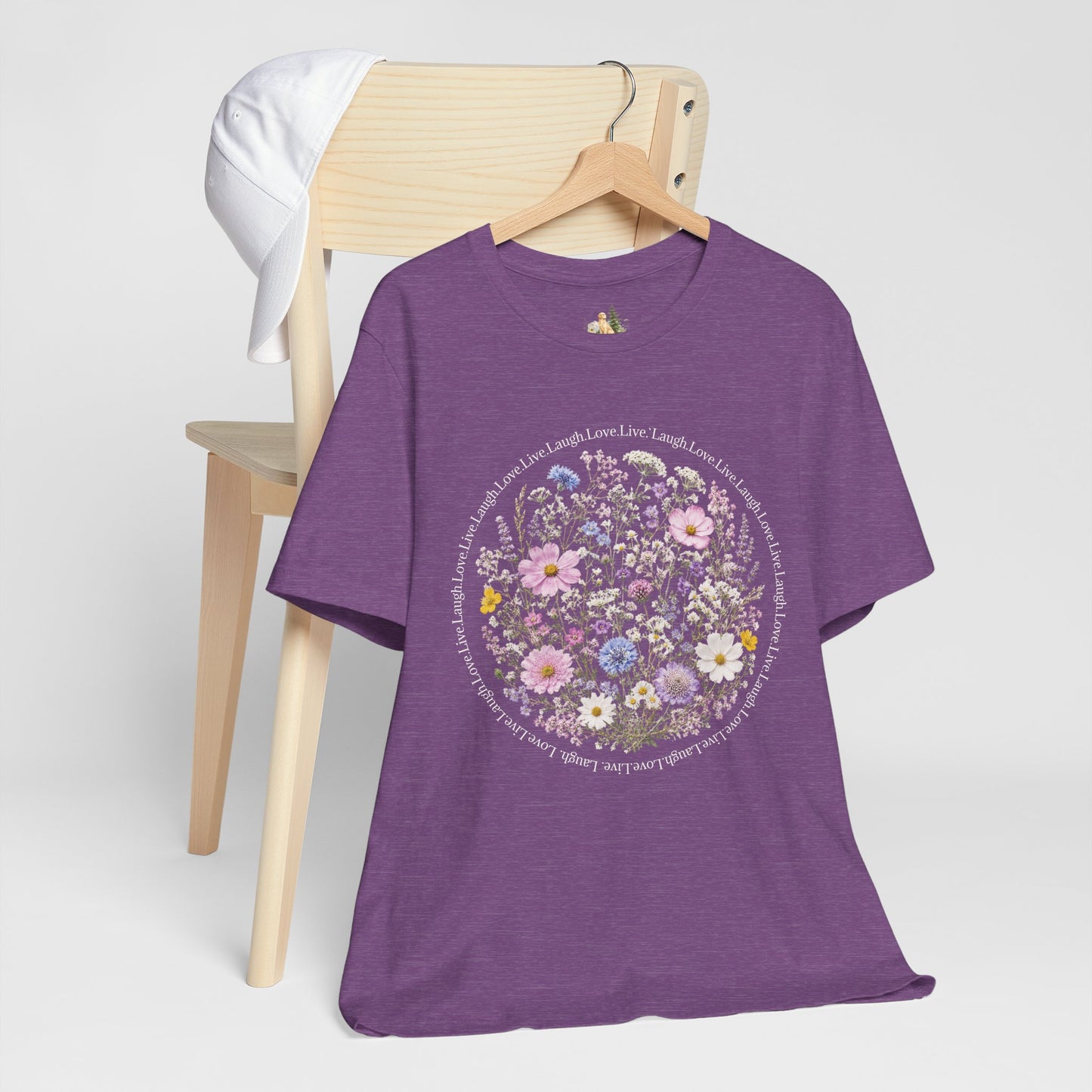 Wildflower Circle T-Shirt — Floral 'Love' Typography Tee