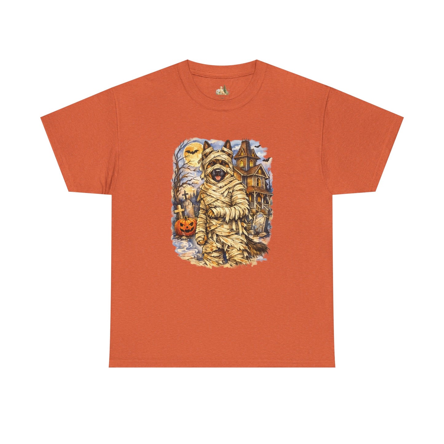 Unisex Mummy German Shepherd Halloween T-Shirt - What Tails Lurk Behind The Pines Collection (Heavy Weight Tee)