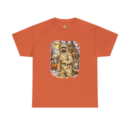 Unisex Mummy German Shepherd Halloween T-Shirt - What Tails Lurk Behind The Pines Collection (Heavy Weight Tee)
