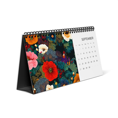 2026 Floral Desk Calendar — Colorful Botanical Desktop Planner (Grid Dates)