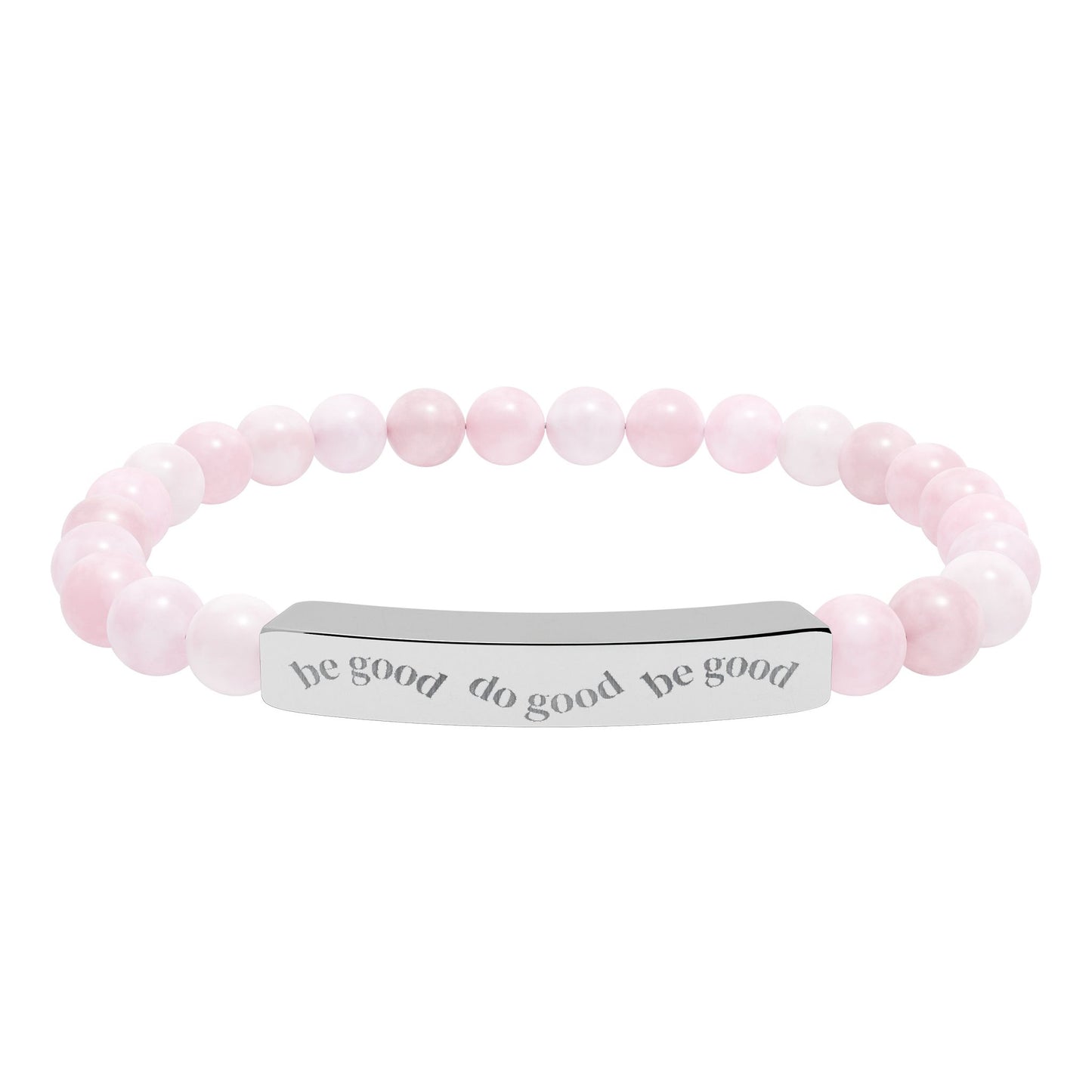 Engraved Bar Natural Stone Bracelet | Stretch Beaded Bracelet