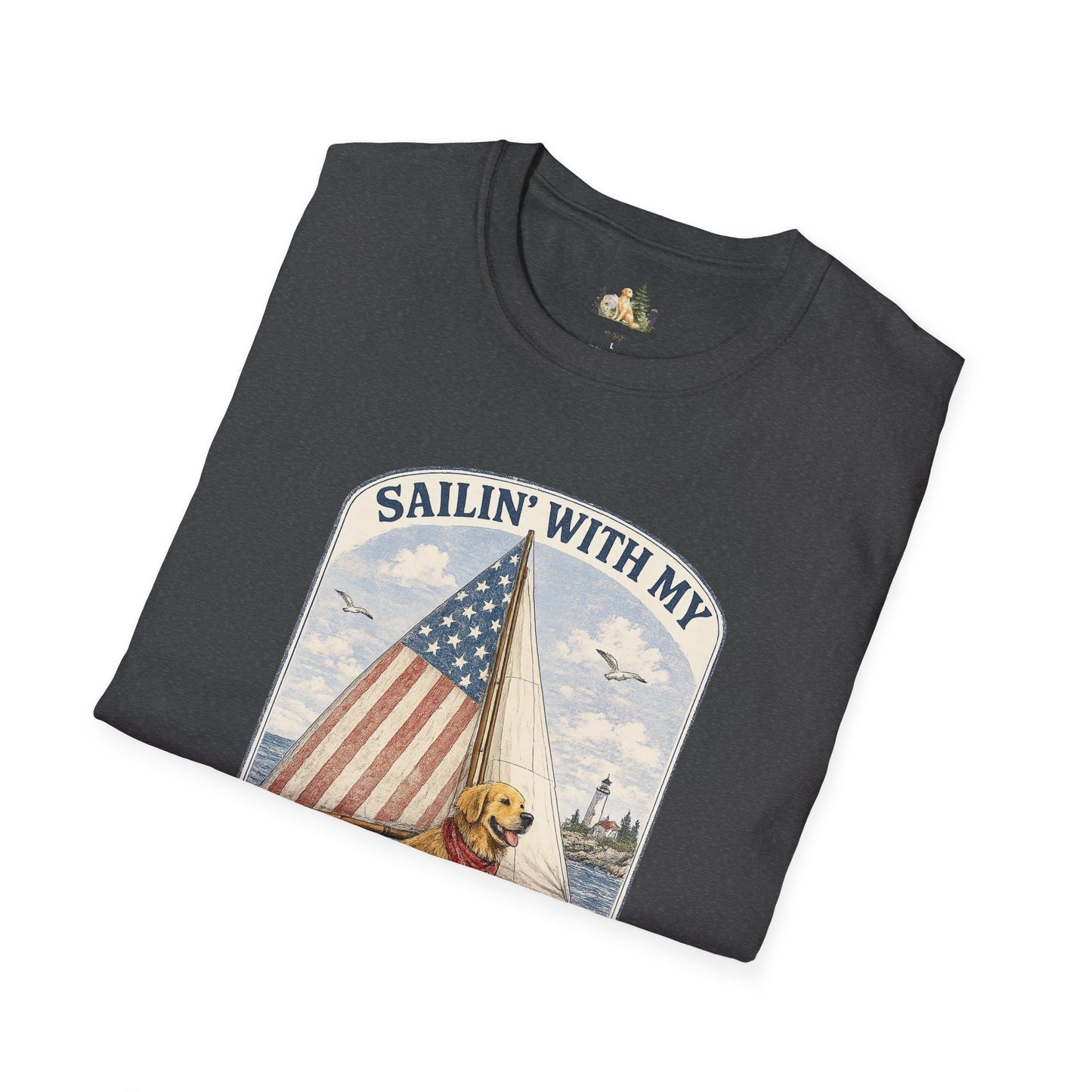 Sailin' With My Best Friend T-Shirt – Patriotic Labrador Dog Sailing Tee (Light Weight, Ultra Soft T-shirt)