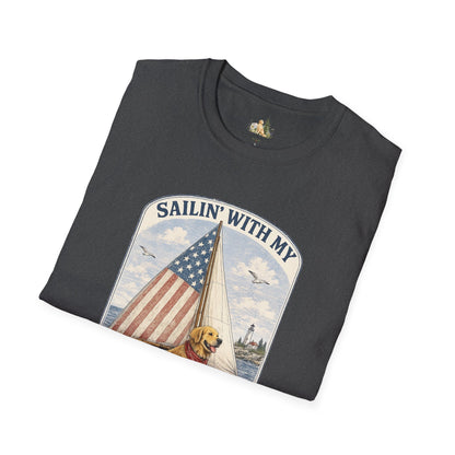 Sailin' With My Best Friend T-Shirt – Patriotic Labrador Dog Sailing Tee (Light Weight, Ultra Soft T-shirt)