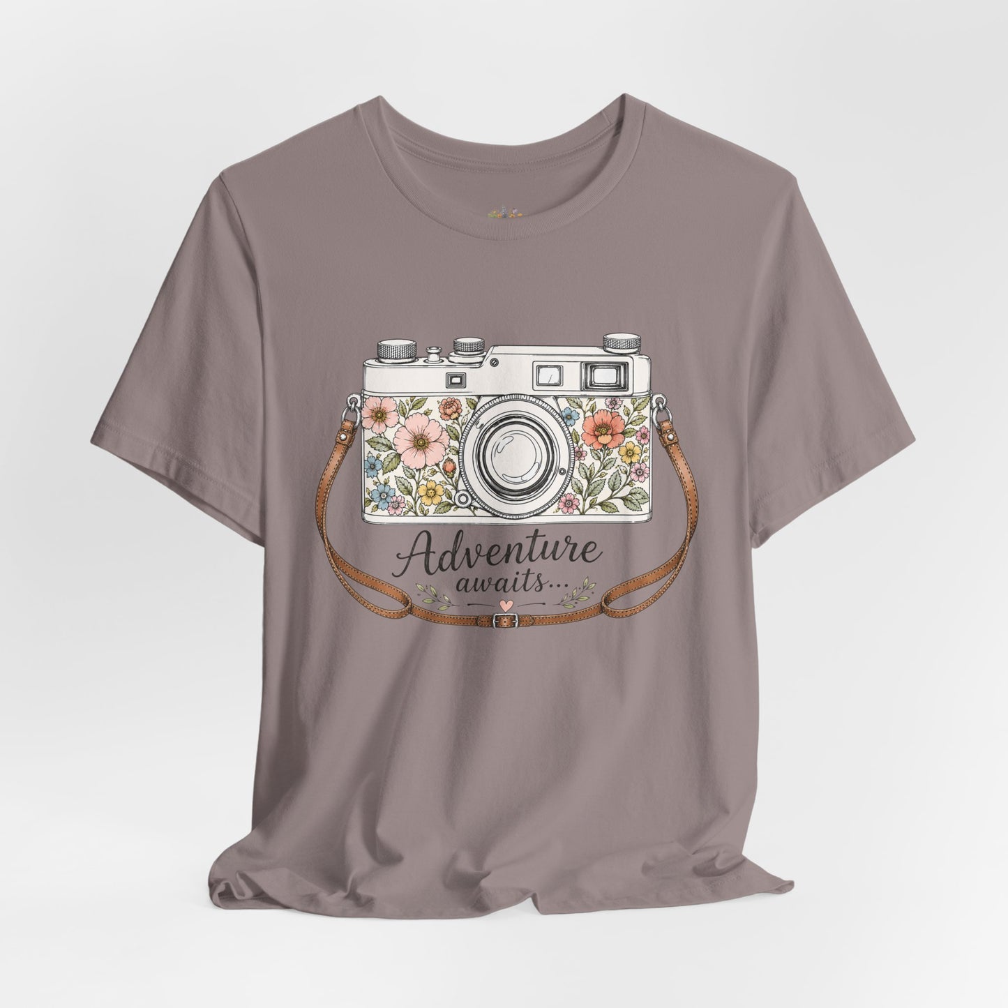Floral Vintage Camera Adventure Awaits T-Shirt | Photography Travel Tee