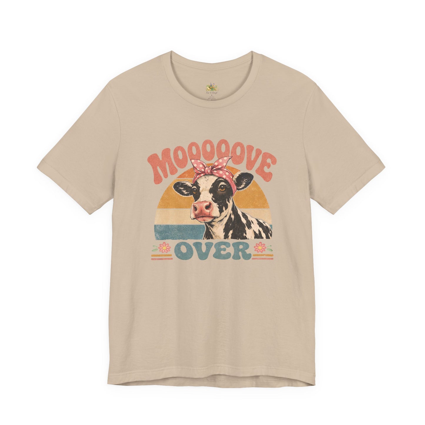 Moooove Over Cow Graphic Tee — Retro Farm Animal Shirt for Women & Men