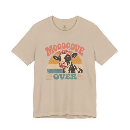 Moooove Over Cow Graphic Tee — Retro Farm Animal Shirt for Women & Men