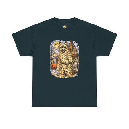 Unisex Mummy German Shepherd Halloween T-Shirt - What Tails Lurk Behind The Pines Collection (Heavy Weight Tee)