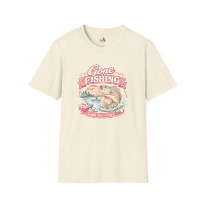 Gone Fishing T-Shirt – Retro Bass Fishing Graphic Tee (Catch You Later) Light Weight, Ultra Soft Tee