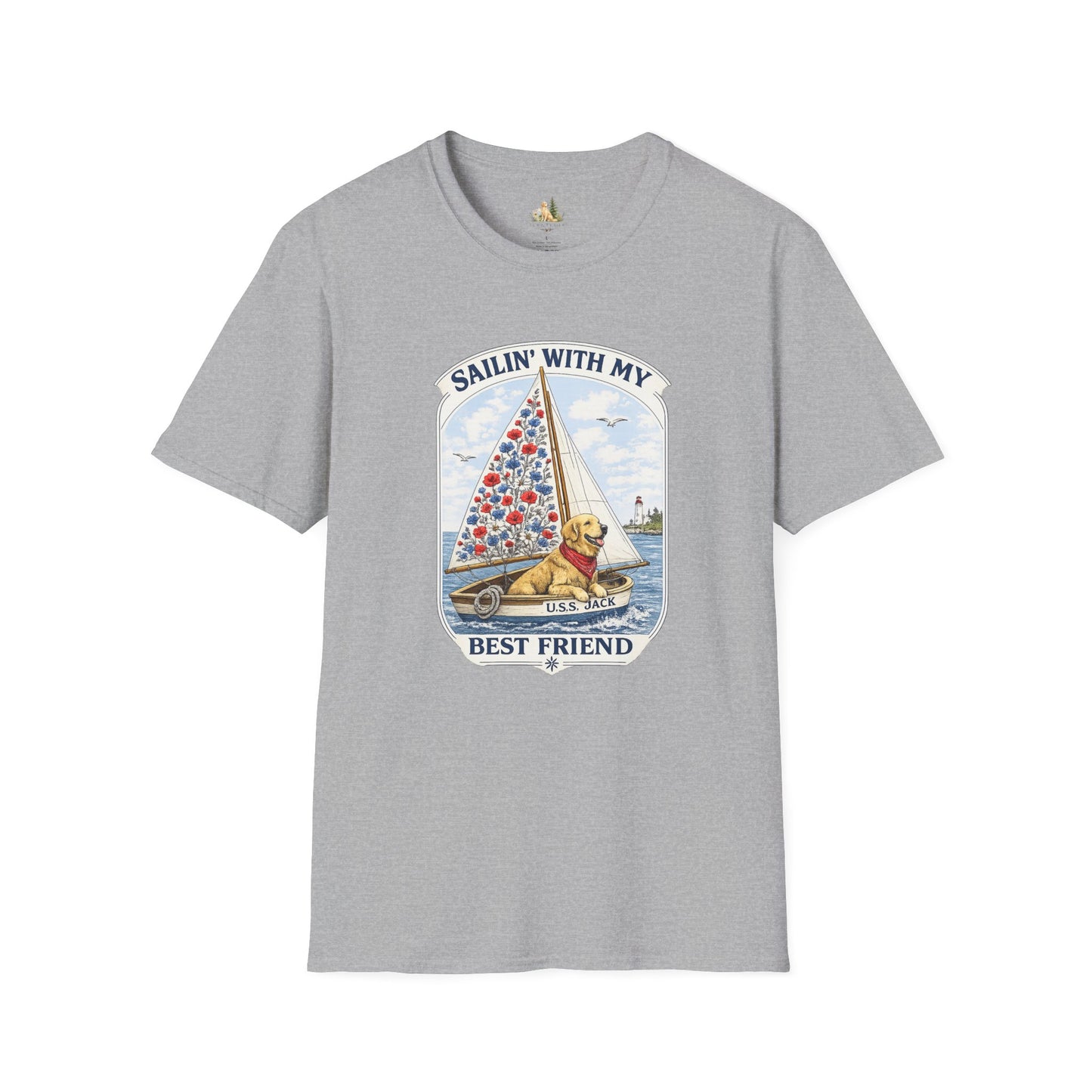 Sailing With My Best Friend dog sailboat T-Shirt | nautical pet lover tee (Light Weight, Ultra Soft Tee)